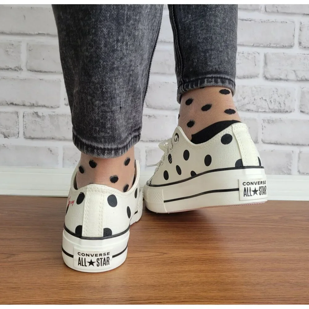 ❤️Converse Chuck Taylor Lift Platform Polka Dots 9.5 Women Shoes White A10689C❤️_4
